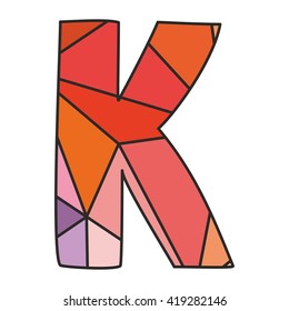 K wrapping surface pastel vector alphabet letter isolated on white background