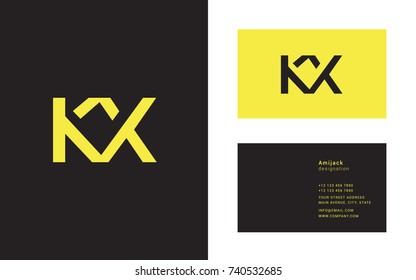 K X double letter logo design with business card template