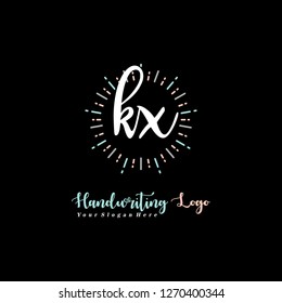 K X Initial handwriting logo vector