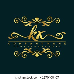 K X Initial handwriting logo vector