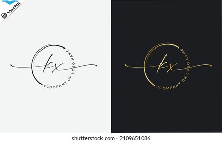 K X Initial handwriting signature logo, initial signature, elegant logo design
vector template.
