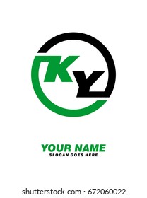 K Y initial circle logo template vector