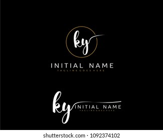 K Y Initial handwriting logo vector. Hand lettering for designs.