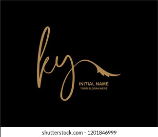 K Y Initial Handwriting Logo Template