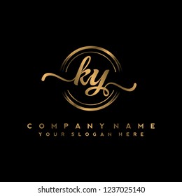 K Y Initial handwriting logo vector