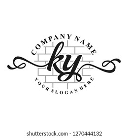 K Y Initial handwriting logo vector