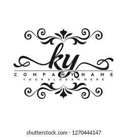 K Y Initial handwriting logo vector