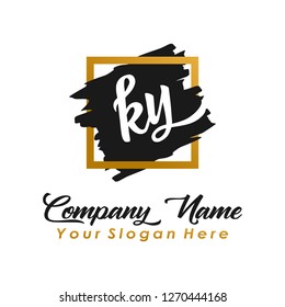 K Y Initial handwriting logo vector