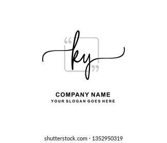 K Y Initial Handwriting Logo Template
