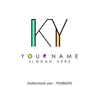 K & Y initial minimalist logo template vector