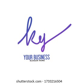 logotipo de firma y escritura a mano de letras iniciales de k y ky