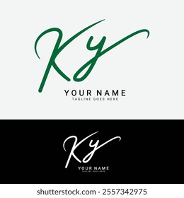 K, Y, KY Initial letter logo. Alphabet KY Handwritten Signature logo