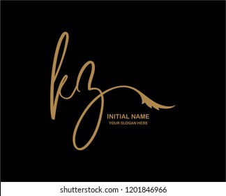 K Z Initial Handwriting Logo Template