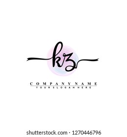 K Z Initial handwriting logo vector