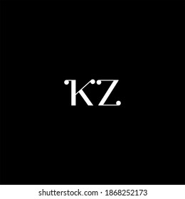 K Z letter logo abstract design on black color background. kz monogram