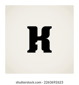 K1 logo. Vector design element or icon. Monogram or logotype with letter K and number 1. 1K. Number 1 inside letter K.