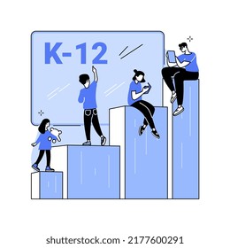 K-12 program abstract concept vector illustration. K-12 education timeline, homeschool program, primary and secondary schooling, online public school, learning calendar abstract metaphor. svg