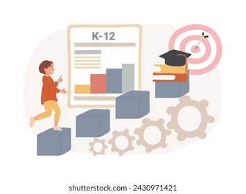 K-12 program isolated concept vector illustration. K-12 education timeline, homeschool program, primary and secondary schooling, online public school, learning calendar vector concept. svg