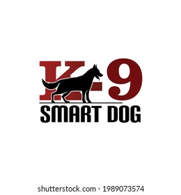 K-9 DOG LOGO, SILHOUETTE OF SECURITY SMART BIG DOG, vector illustrations