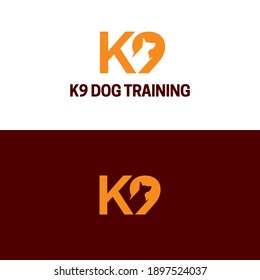 K9 Dog Training And Security Logo And Icon. Vector Illustration. Minimal And Modern Logo Featuring A Dog Silhouette Incorporated Within The Number 9 Of K9 Text.