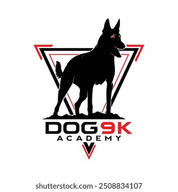 K9 Unidad de perro Logo diseño. Vector de logotipo de ilustración de entrenamiento de perros de policía