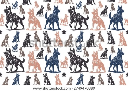 K9 military dog seamless pattern design