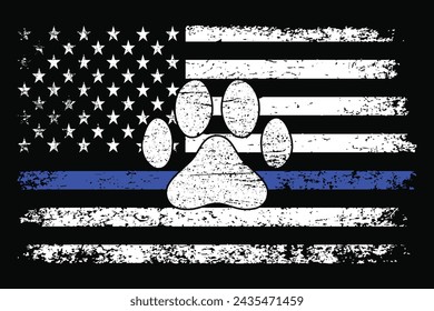 K9 Paw Thin Blue Line Flag Design