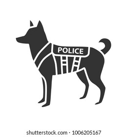 K9 Police Dog Glyph Icon. German Shepherd. Military Dog Breed. Silhouette Symbol. Negative Space. Vector Isolated Illustration