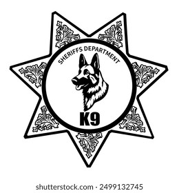 k9 police star sheriff office vector illustration