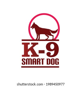 k-9 smart dog logo, silhouette of clever guardians dog vector illustrations