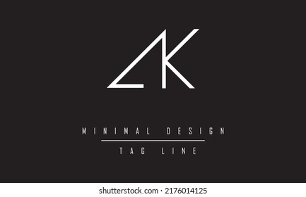 Ilustración de arte vectorial del logotipo KA o AK 