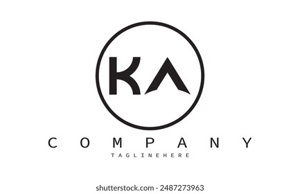 KA, AK Minimalista y moderna Plantilla de diseño de logotipo de Vector de una manera única creativa