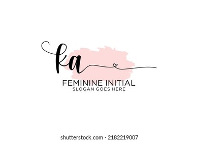 KA beauty monogram and elegant logo design handwriting logo of initial signature, wedding, fashion, floral and botanical with creative template.