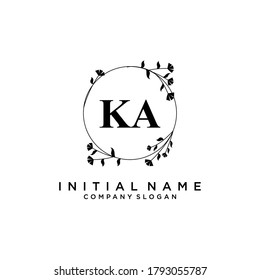 KA Beauty vector initial logo, handwriting logo of initial signature, wedding, fashion, jewerly, boutique, floral and botanical with creative template for any company or business.