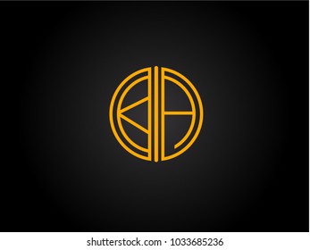 KA Circle Shape golden yellow Letter logo Design