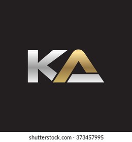 KA company linked letter logo gold silver black background