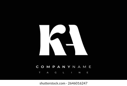KA Creative Abstract Typography Logo Design (Projeto de logotipo de tipografia abstrata criativa KA). Logotipo elegante que combina tipografia arrojada e formas criativas, ideal para soluções de marca e identidade.