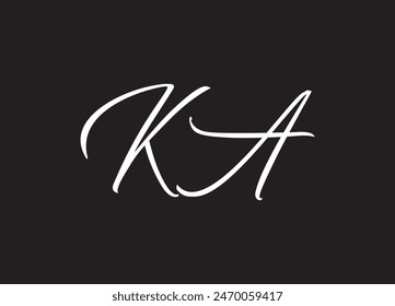 KA Cursive Letter Initial Logo Design Template Vector Illustration
