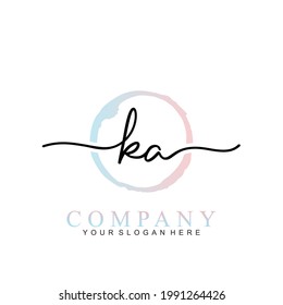 KA handwritten initial logo vector logo template with brush