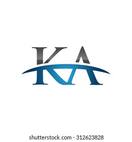 KA initial company blue swoosh logo