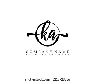 KA initial handwriting logo circle template vector