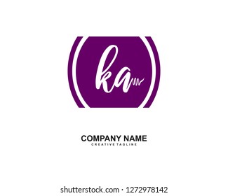 KA Initial Handwriting Logo Template Vector
