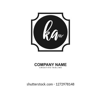 KA Initial Handwriting Logo Template Vector