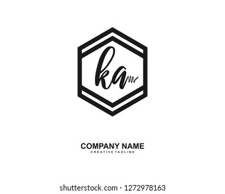KA Initial Handwriting Logo Template Vector