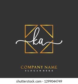KA Initial Handwriting logo template vector
