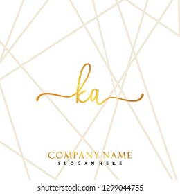 KA Initial Handwriting logo template vector
