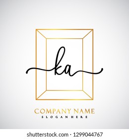 KA Initial Handwriting logo template vector