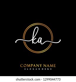 KA Initial Handwriting logo template vector