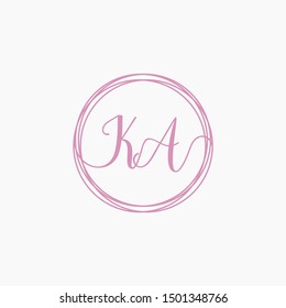 KA Initial Handwriting logo template, Creative fashion logo design, couple concept -vector