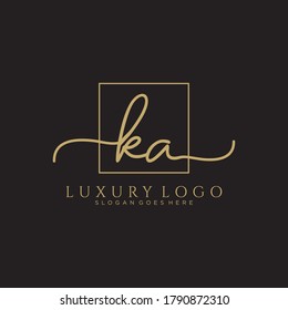 KA Initial handwriting logo template vector